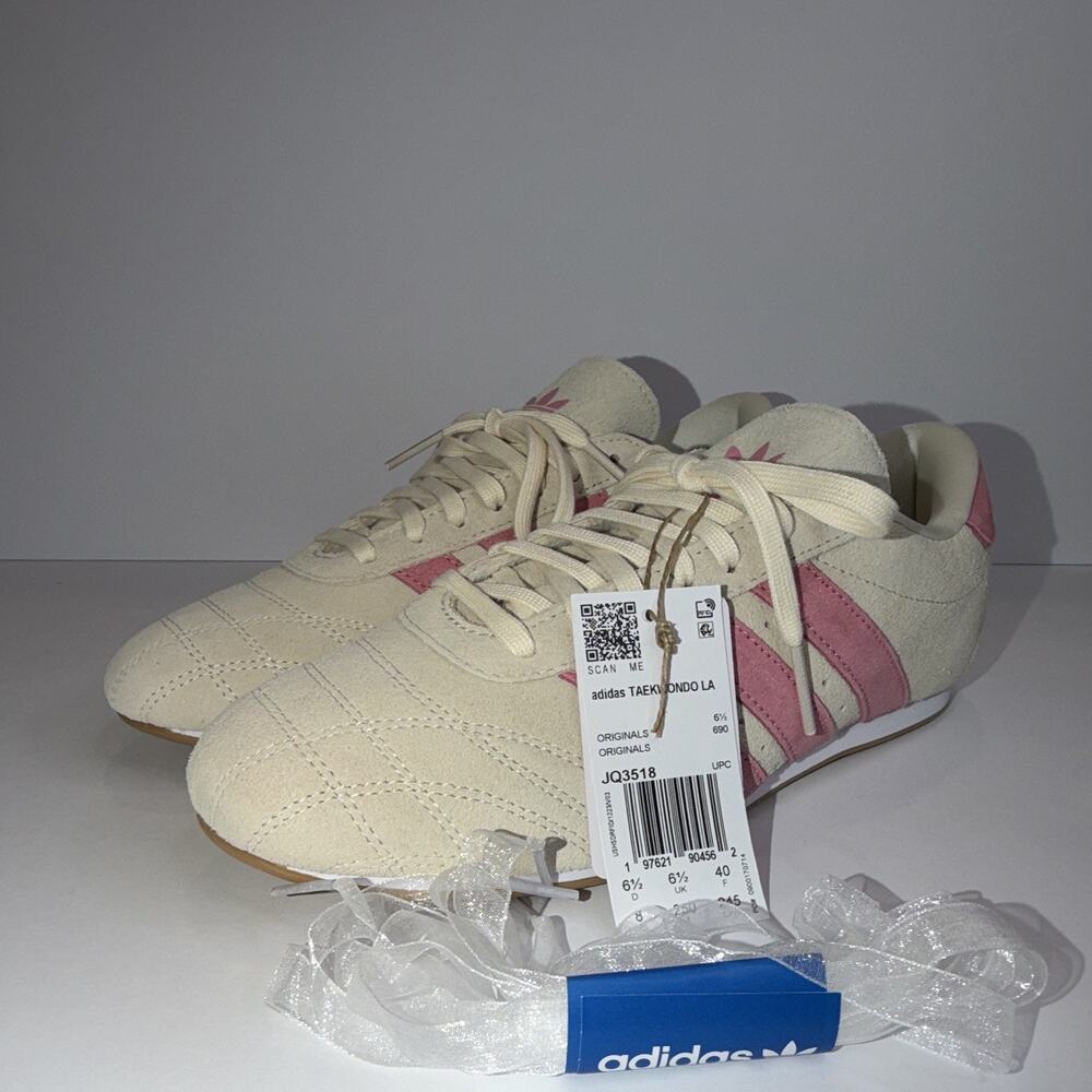 adidas Taekwondo Lace Women's Low Top Sneakers Beige/Pink Lace-Up JQ3518